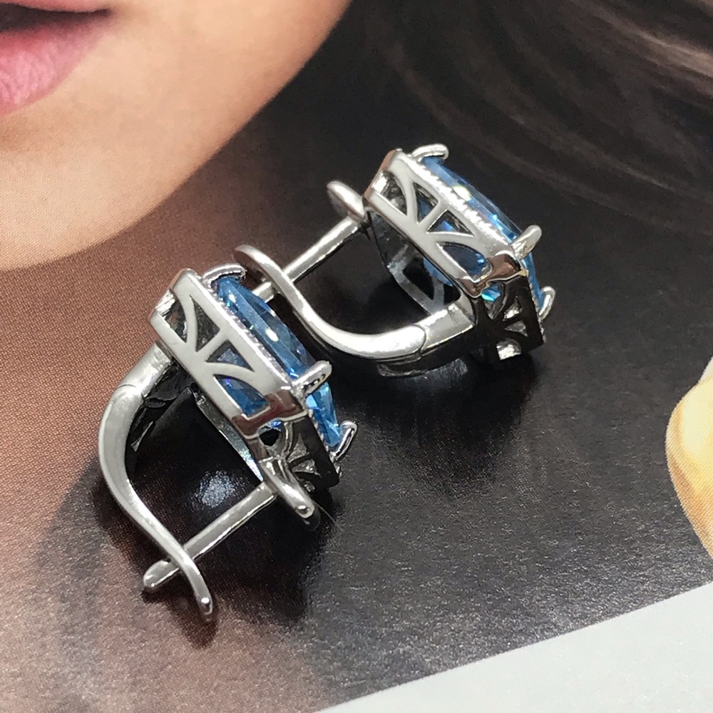 Sky Blue Topaz S925 CZ Earrings - Picture 6 of 8
